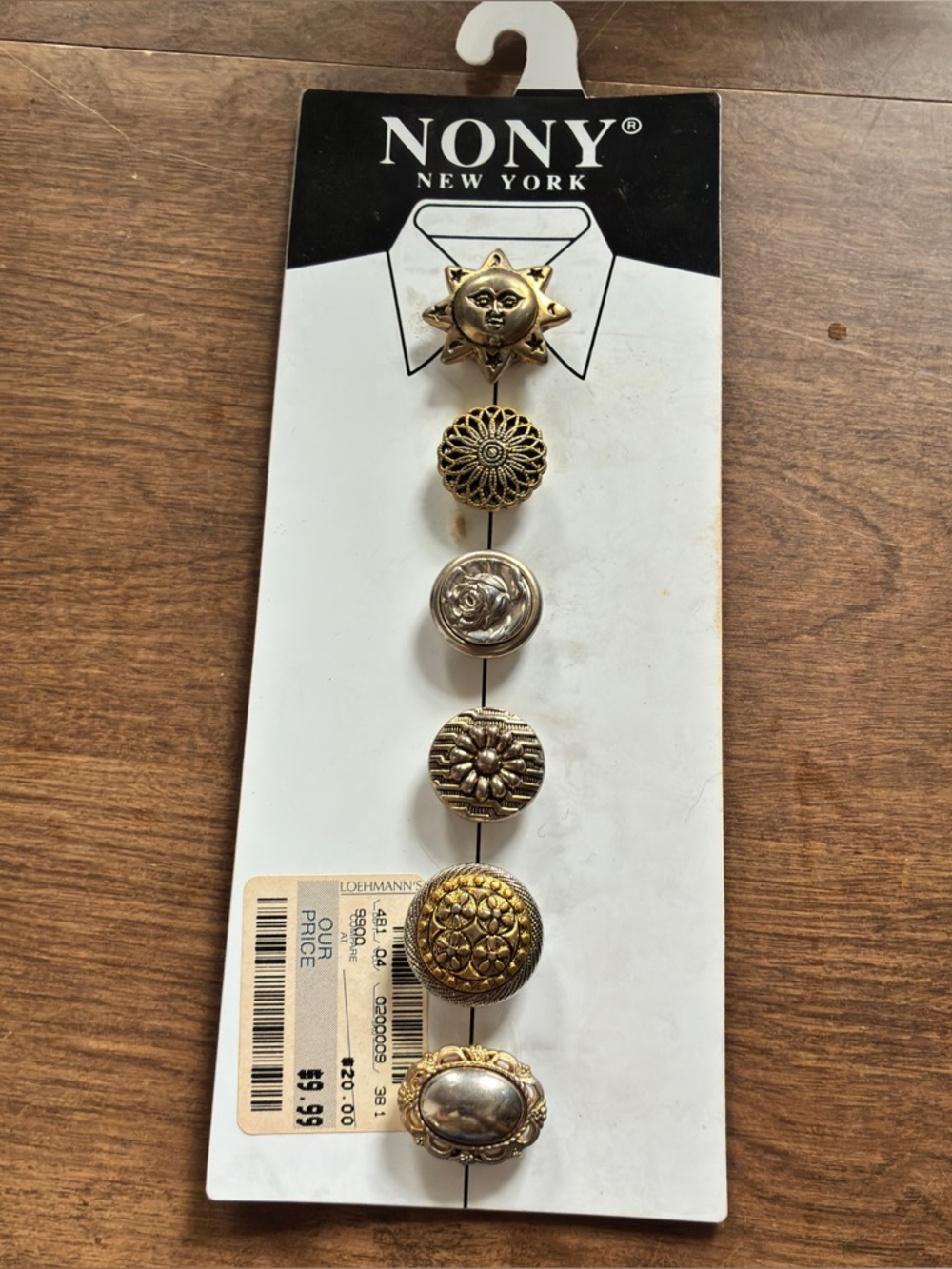 Vintage RARE Silver tone NONY NEW YORK Button Covers